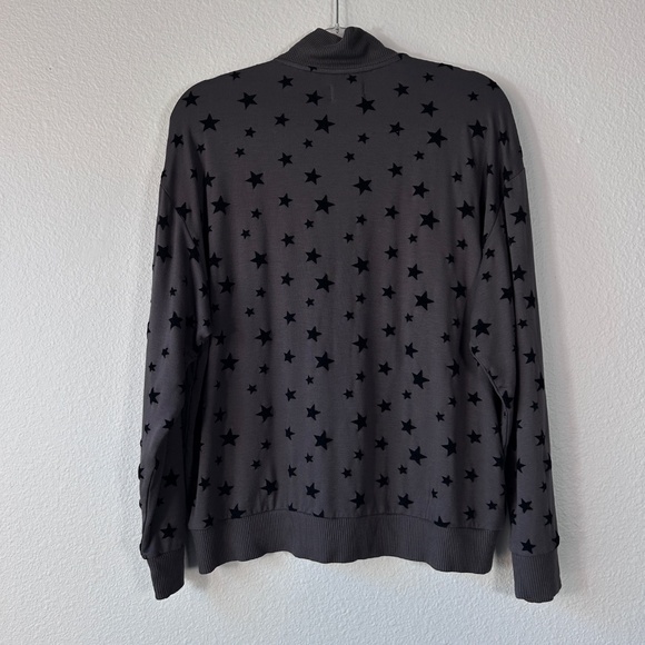 Lou & Grey size L 1/4 zip sweater signature soft gray velvet star print - Picture 6 of 11